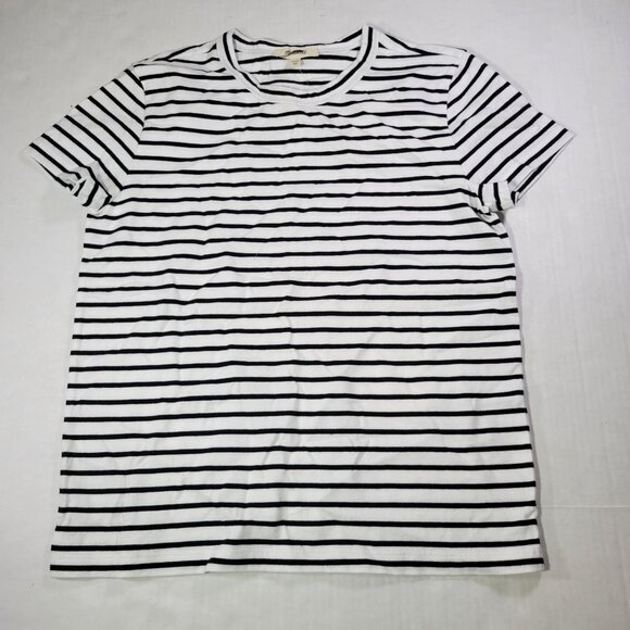 Madewell Black & White Striped Perfect Cotton Crewneck T-Shirt Size XXS - Picture 1 of 6